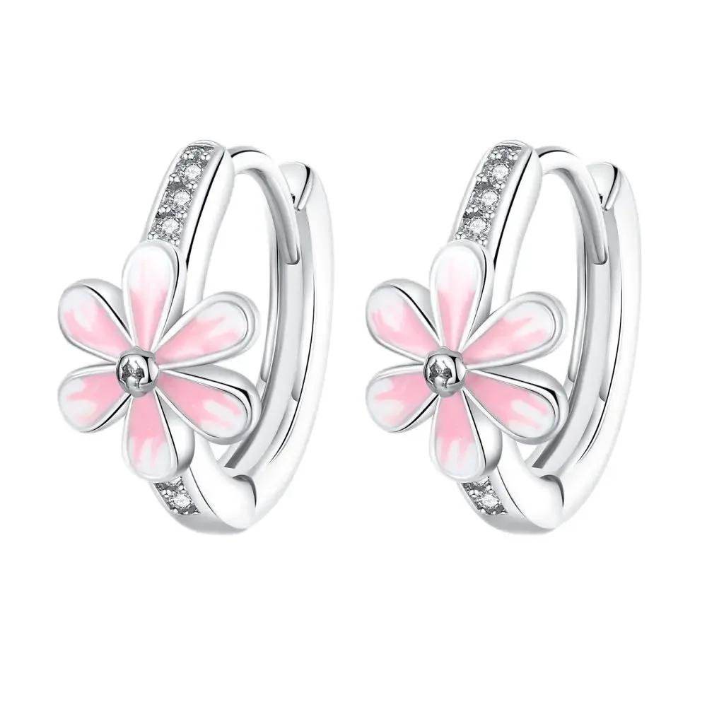 Pink Series 925 Silver Romantic Flower Butterfly Unicorn Tulip Geometry Earrings Boutique Jewelry Gifts