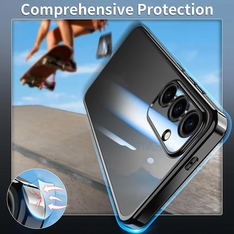 S 24 23 22 21 Прозрачный чехол с покрытием для Samsung Galaxy S24 S23 S22 S21 Ultra Plus Fe G Прозрачная силиконовая задняя крышка