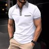 Summer Chambray Polo Shirt Button Pocket Men's Sports Polo Top
