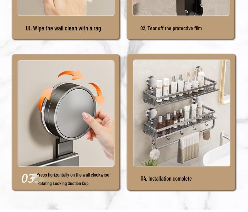 Настенная полка для ванной на присосках без сверления