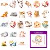 50 Watercolor Cat Stickers Cartoon Cute Cat Watercolor Stickers Decorative Suitcase Guitarist Account Book Stickers