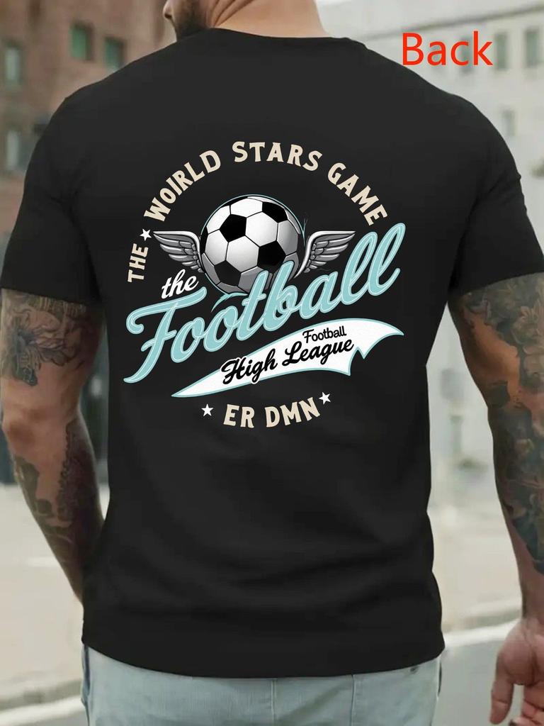 Темно-серая футболка с графическим принтом FIFA для мужчин, изготовлена на 100%, удобная повседневная рубашка с изображением 'THE WORLD STARS GAME' и футбольного мяча.