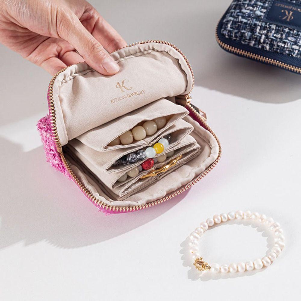 Multi-layer Jewelry Storage Bag Bracelet Necklace Velvet Jewelry Holder Jewelry Packing Bag Travel
