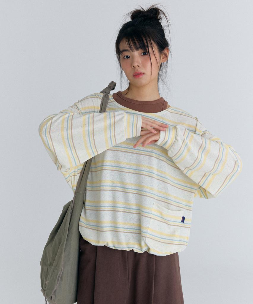 Желтая футболка с длинным рукавом Peulleoti Stripe Comfort