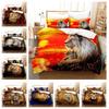 3D Animal Print Bedding Set Lion Pattern Duvet Cover Pillowcase Kids Teenager Bedroom Decoration Single Double Bed