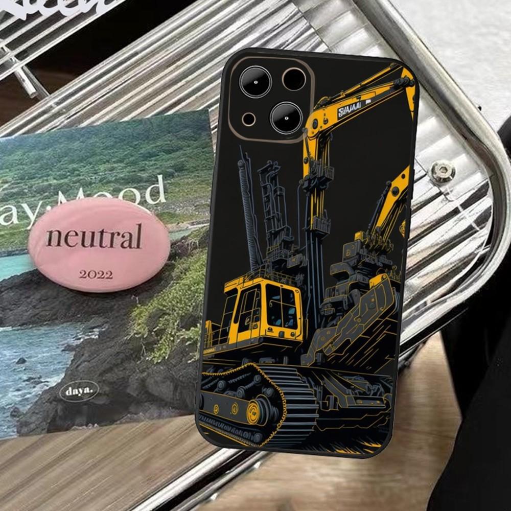 Excavator Car Phone Case Phone Case For Apple iPhone 15,14,13,12,11,XS,XR,X,8,7,Pro,Max,Plus,mini Silicone Black Cover