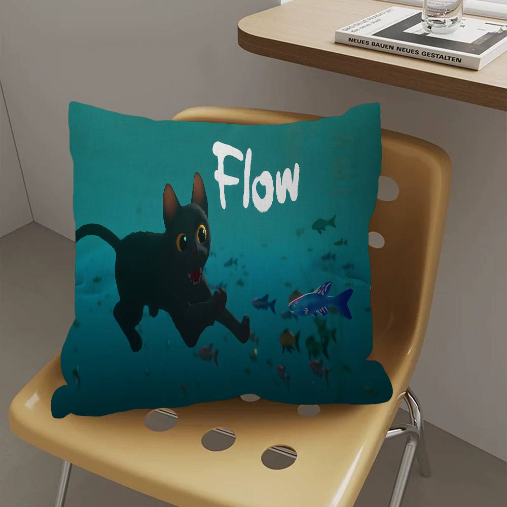 Movie F-Flow Cat Pillow Covers Cartoon Sofa Decorative Home Double-Sided Printing Short Plush Cute Cushion Cover
