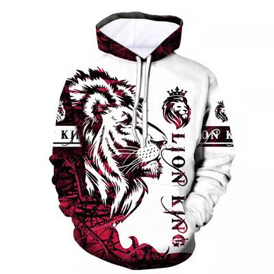 Осень Мужская толстовка с капюшоном King Lion Print Vintage Pullover Детская повседневная стильная одежда с капюшоном для мальчиков и девочек Модное трендовое пальто со шляпой