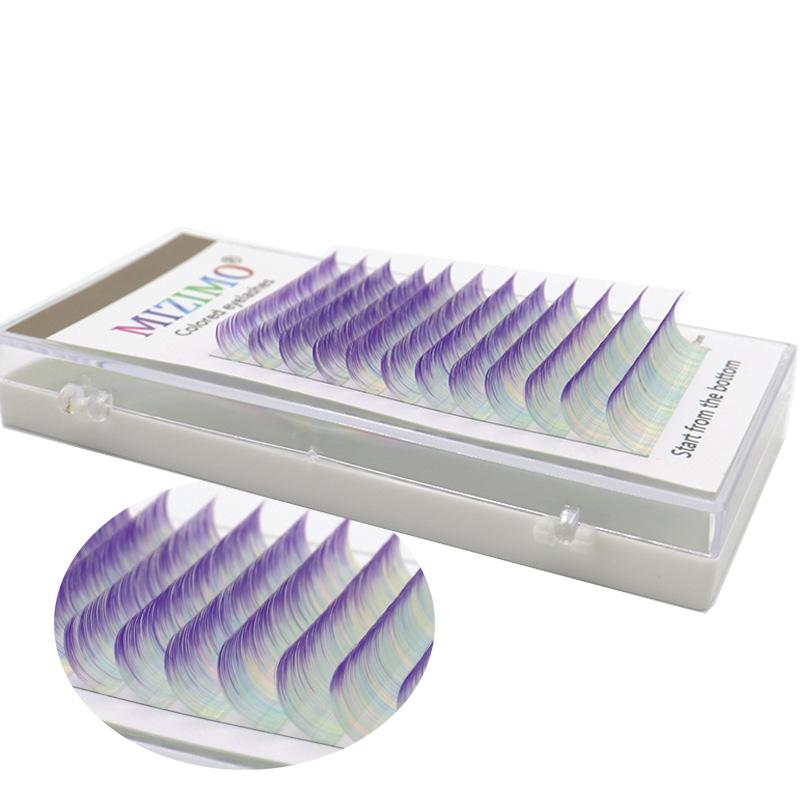 Цвет, прививка, накладные ресницы, смешанный фиолетовый, 0,07 мм, C/D, разная длина, макияж, наращивание.