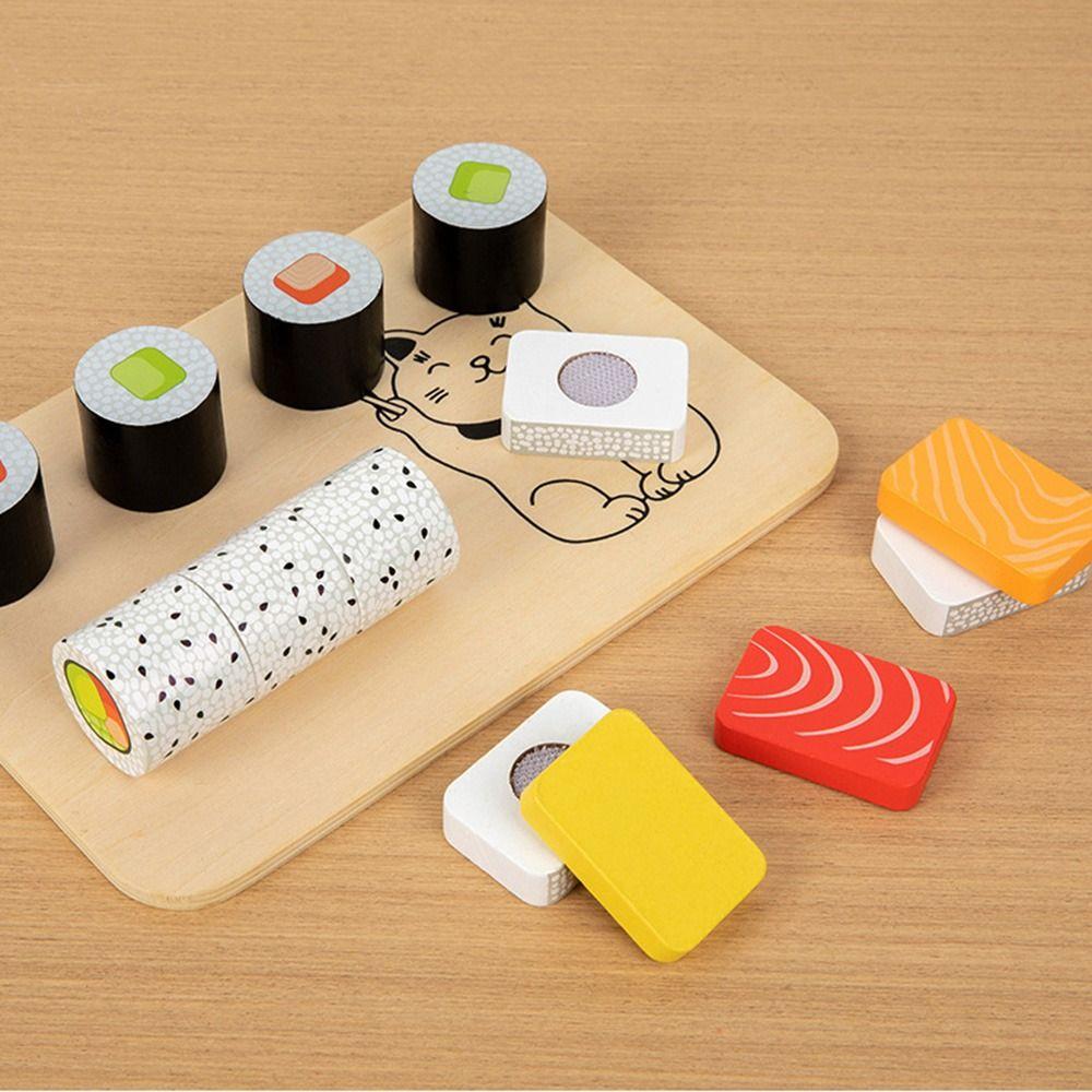 Funny Kid Pretend Play Sushi Toys Japanese Style Wooden Food Set Pretend Play Food Set Exercise