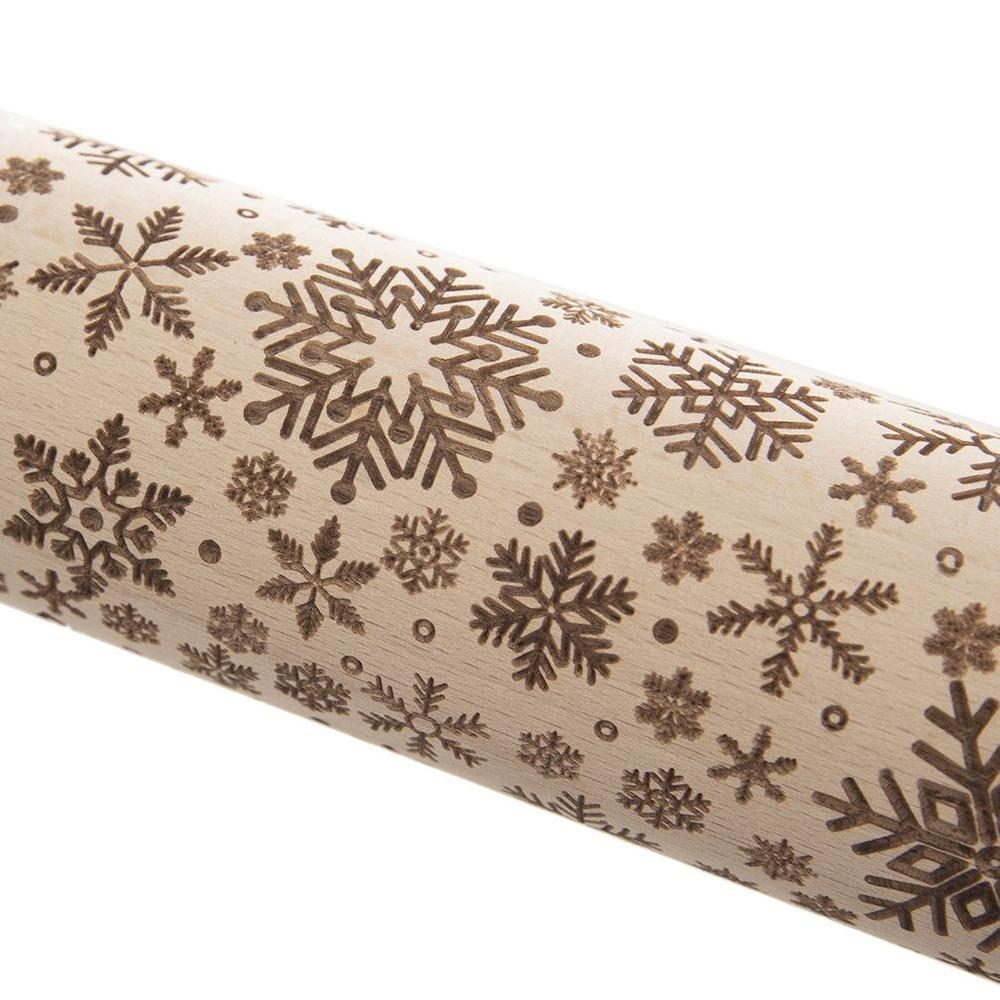 Embossed Snowflake Wooden Rolling Pin Orion 39cm