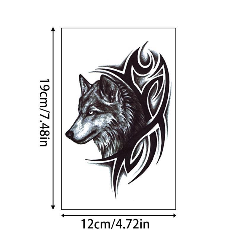 1pc Wolf Head Pattern Removable Temporary Tattoo Stickers For Women Men Body Waist Waterproof Fake Month Arm Tatto Body Art