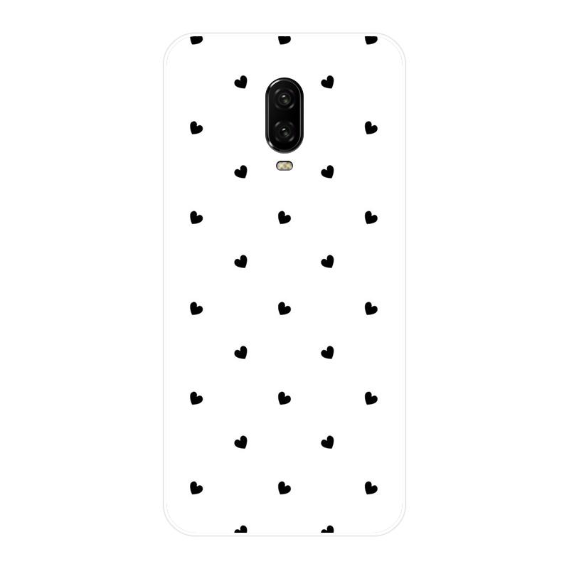 Чехол для One Plus 6 6T 5 5T 3 3T Polka Dot Heart Love Pink Black Мягкий силиконовый чехол для OnePlus 6 6T 5 5T 3 3T Чехол для телефона