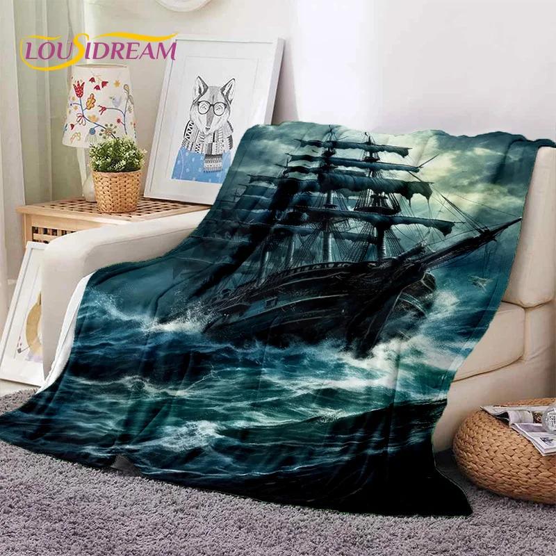 Ancient Pirate Ship Boat,Barque,Sailboa Soft Flannel Blanket,Throw Blanket Comfortable Blanket for Picnic Beds Sofa Home Bedroom