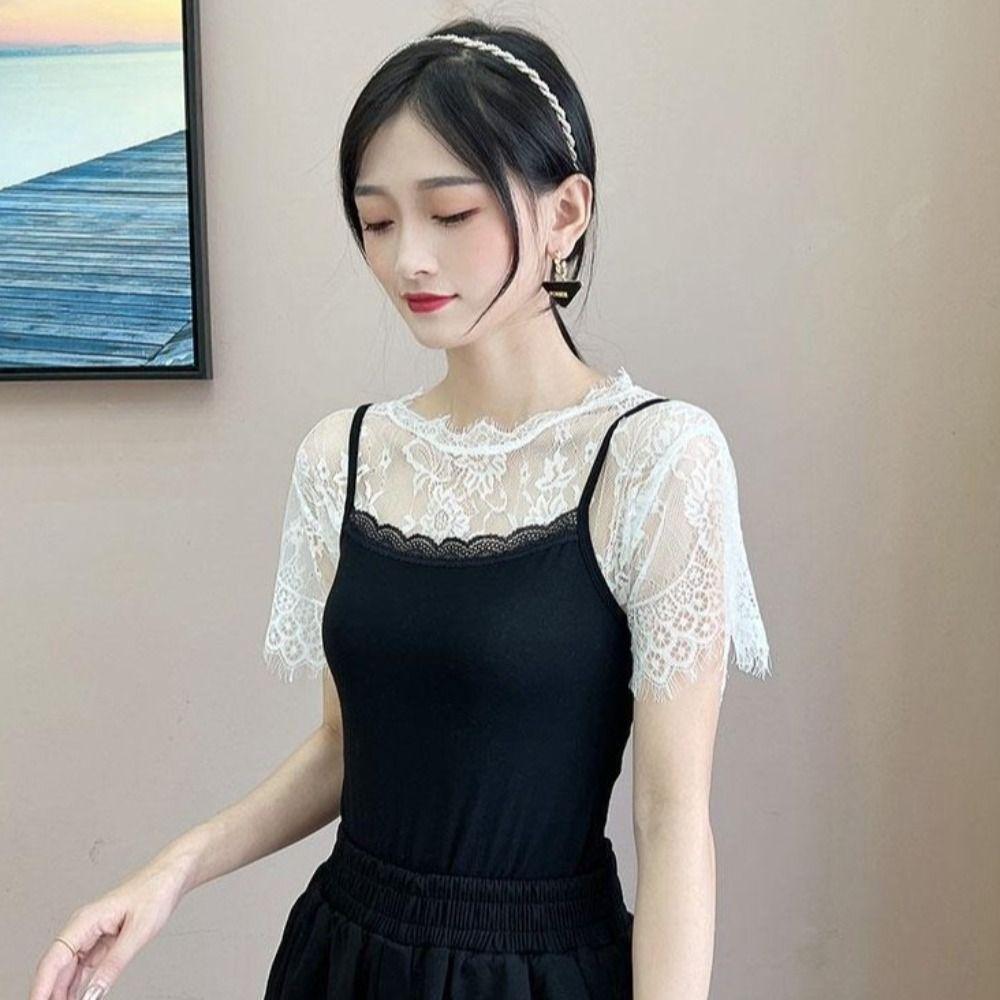White Black Lace Shawl Lace Blouse Shoulders Scarf Fashion Fake Collar Cape Spring Autumn