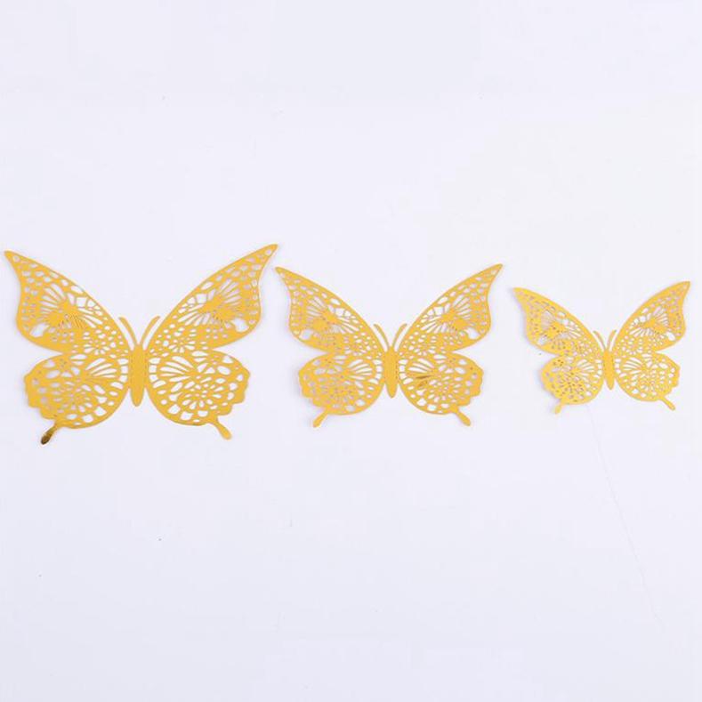 12 PCS Christmas Hollow Butterfly Wall Murals Stickers Removable 3D Wall Decals Birthday Party Decors