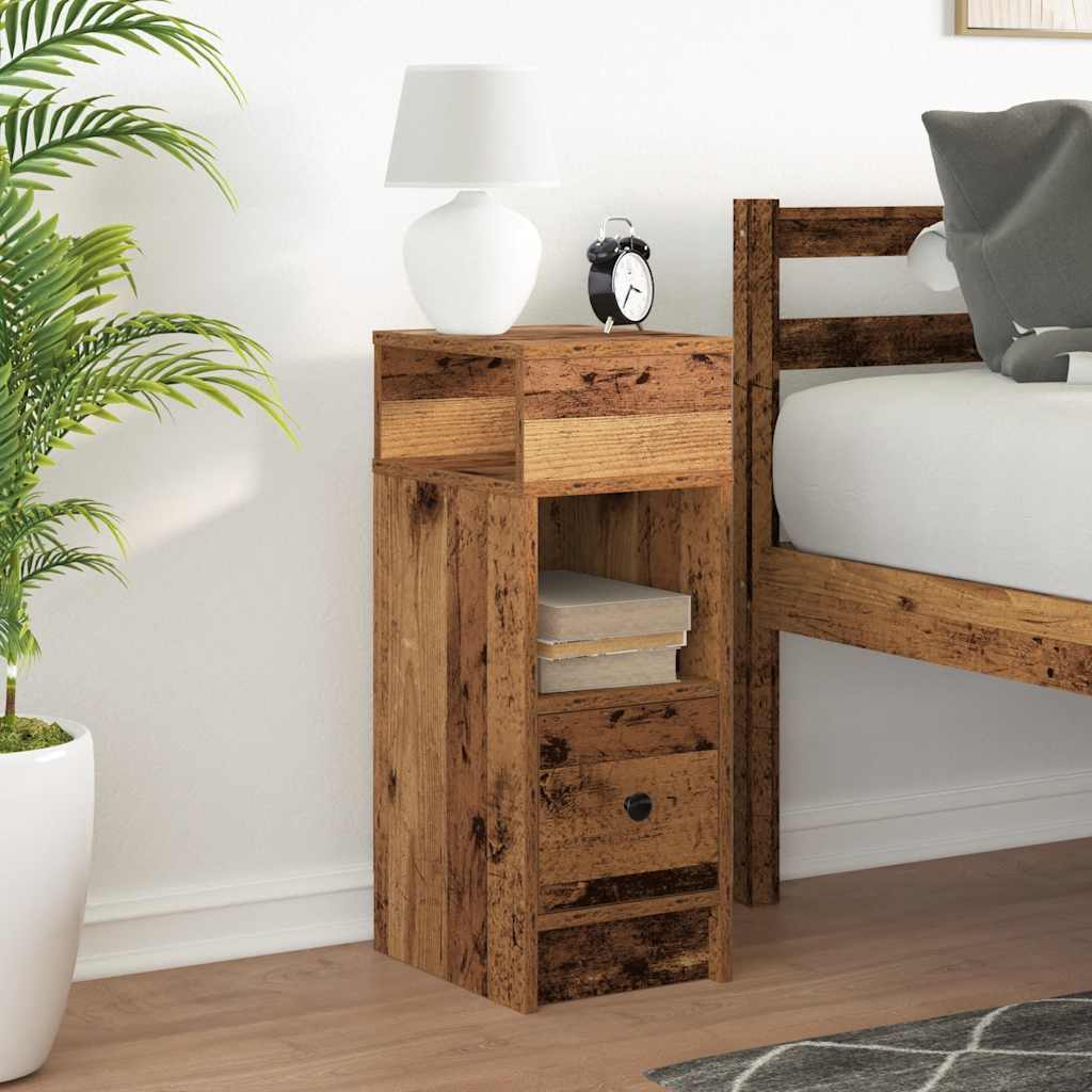 Nightstand with Drawer Rustic Wood Look 25 x 31 x 66 cm