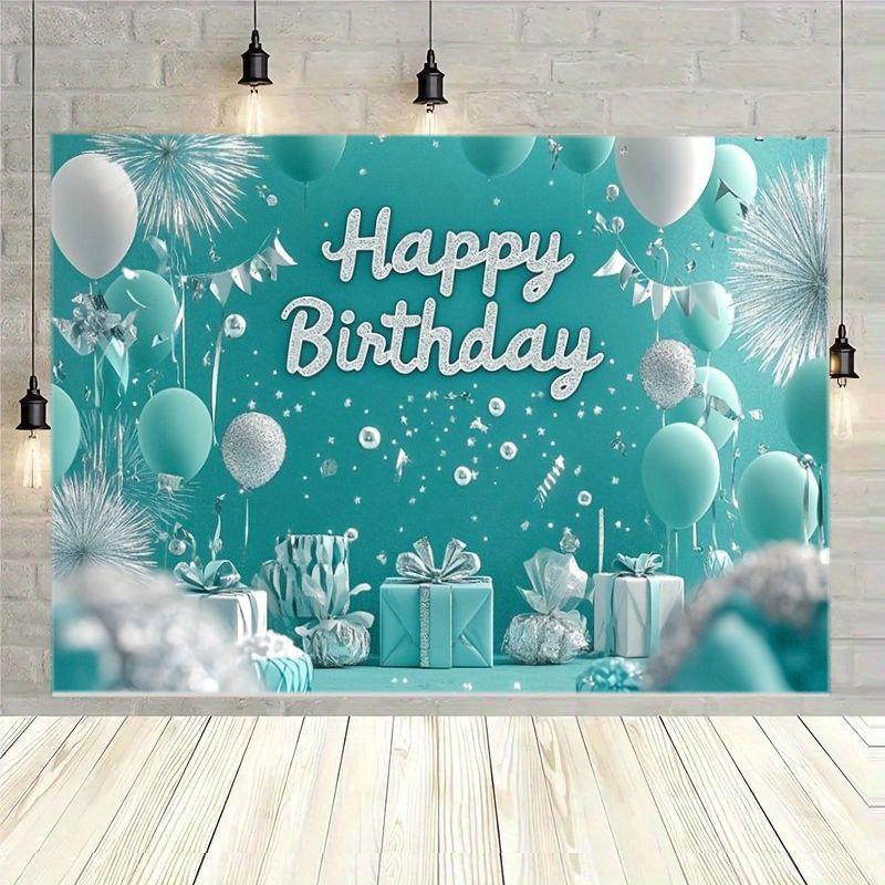 1pc Birthday Happy Greenish-Gray White Silver Balloon Party Decoration - Greenish-Gray Background Shiny Star Decorations Green