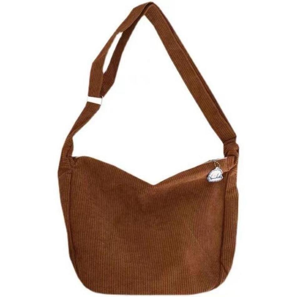 1 Pcs Casual Shoulder Bag Large Capacity Lazy Style Handbag Women Solid Color Corduroy Crossbody Bag Fashion Korean