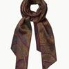 KUME Patterned Skinny Silk Scarf, Khaki