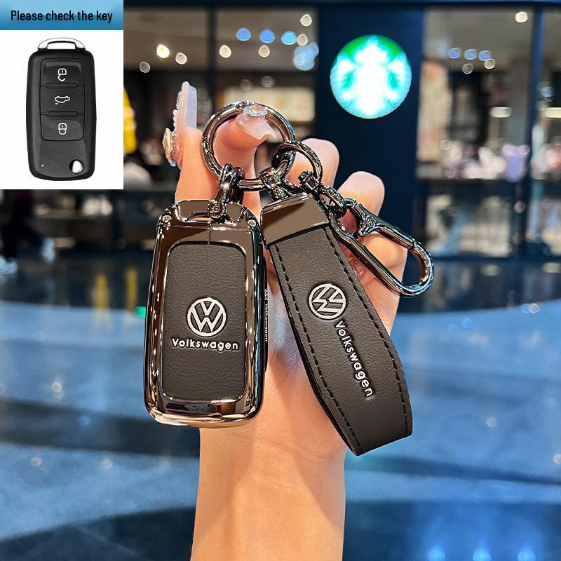 Чехол для ключей Volkswagen для Teramont, ID3, Tayron, ID4, Golf 8, Lamando - Металлическая и кожаная оболочка.