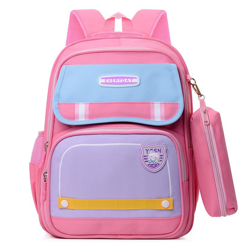 Charming Cartoon Nylon Backpack For 1st And 2nd Grade Kids With Spacious Capacity Cute Pencil Case