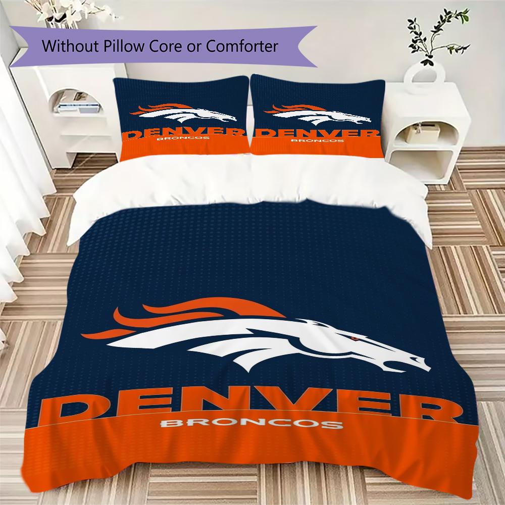 Denver Broncos Pattern Bedding uilt Set uilt Cover Pillowcase Home Decoration Birthday Gift (1*duvet cover + 2*pillowcase without core)