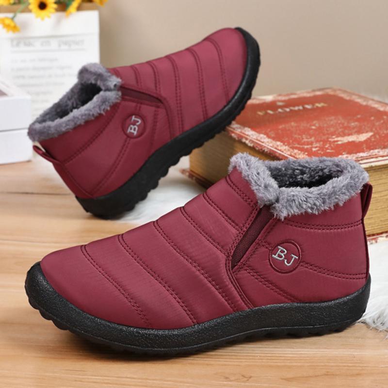 Большие размеры 46 Водонепроницаемые зимние ботинки женские повседневные нескользящие короткие плюшевые ботильоны женские удобные без застежек теплые зимние ботинки женские
