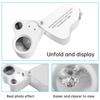 30X 60X Illuminated Jewelers Loupe Magnifier Foldable Magnifier With Bright LED Light For Gem Jewelry Stamp Measuring Tool