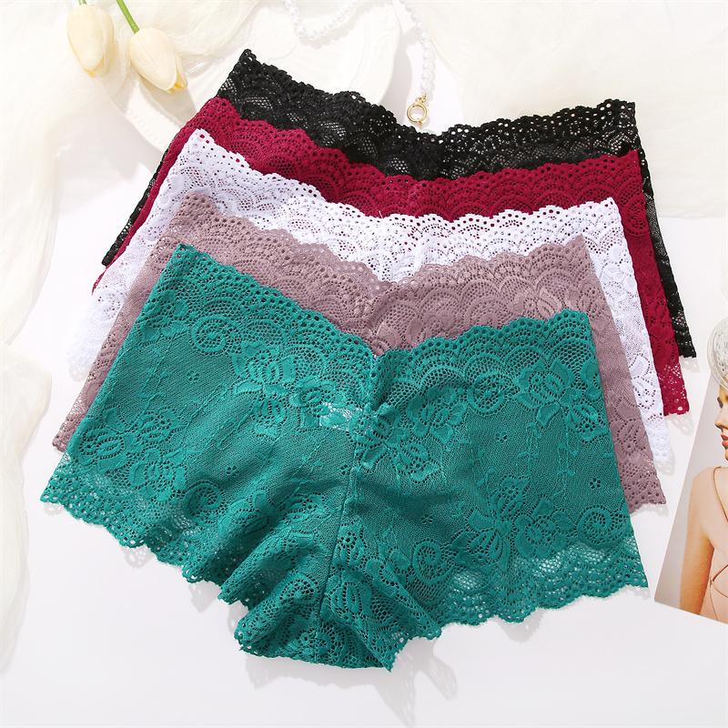 FINETOO Women Lace Boyshort Panties 3Pcs/set Low-Rise Underpants S-XL Ladies Floral Underwear Sexy Panties Comfortable Lingerie