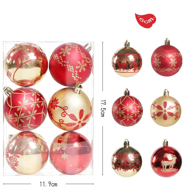 6 шт./кор. Рождественский шар, украшение для елки, подвесное украшение, расписанное вручную, 6 см, черно-белые новогодние подарки