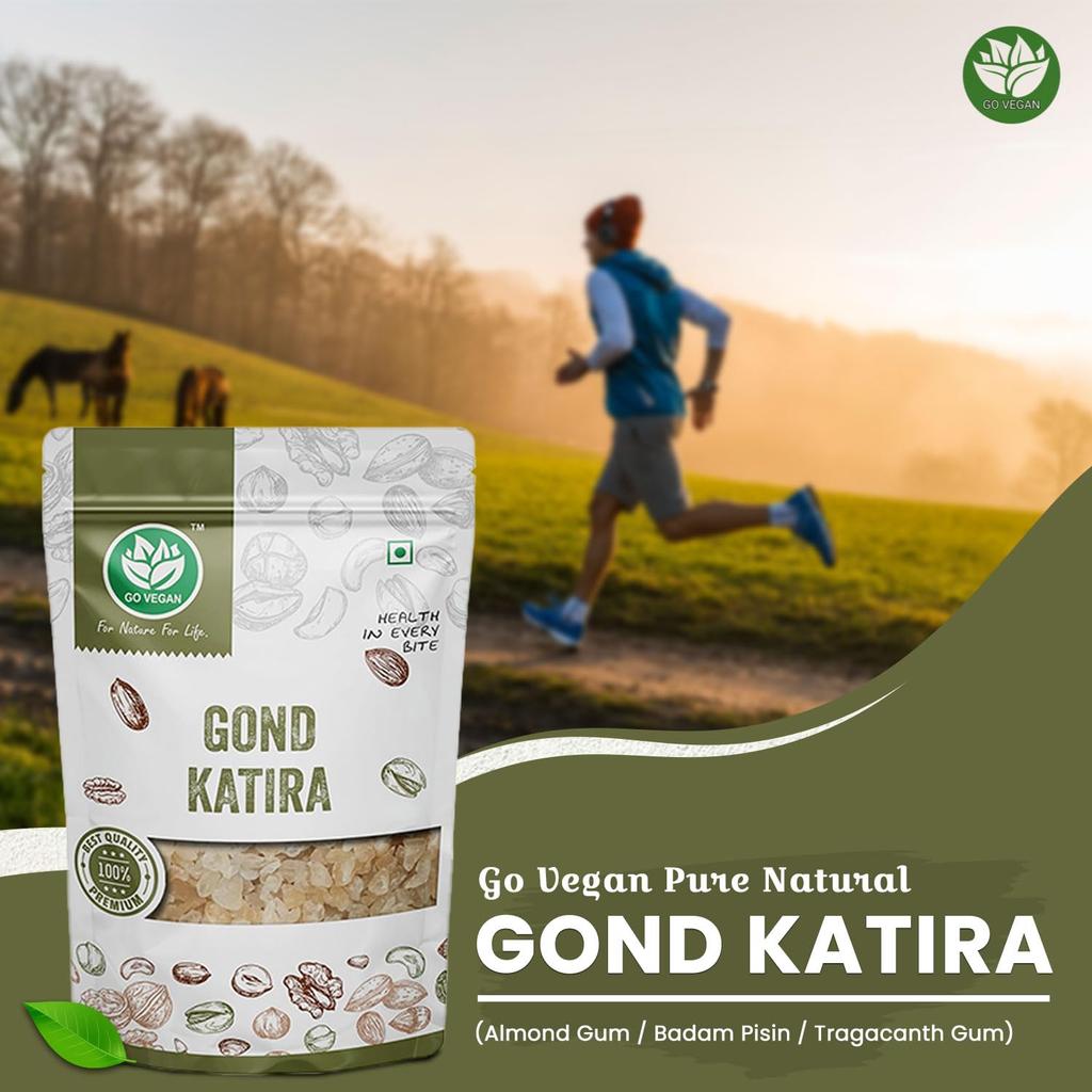 Go Vegan Натуральная камедь трагакант (Гонд Катира) 100 г | Камедь трагакант | Высокие охлаждающие свойства | 100% натуральный суперфуд