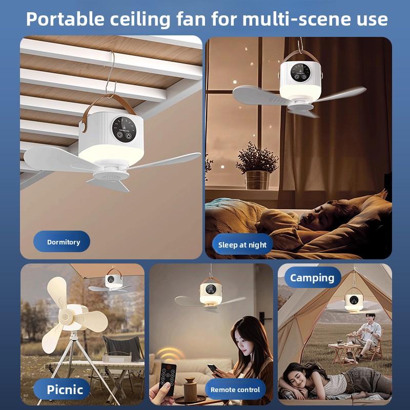 2026 New Wireless Portable Rechargeable Ceiling Fan for Student Dormitories, Small Portable Outdoor Camping, USB Fan for Beds