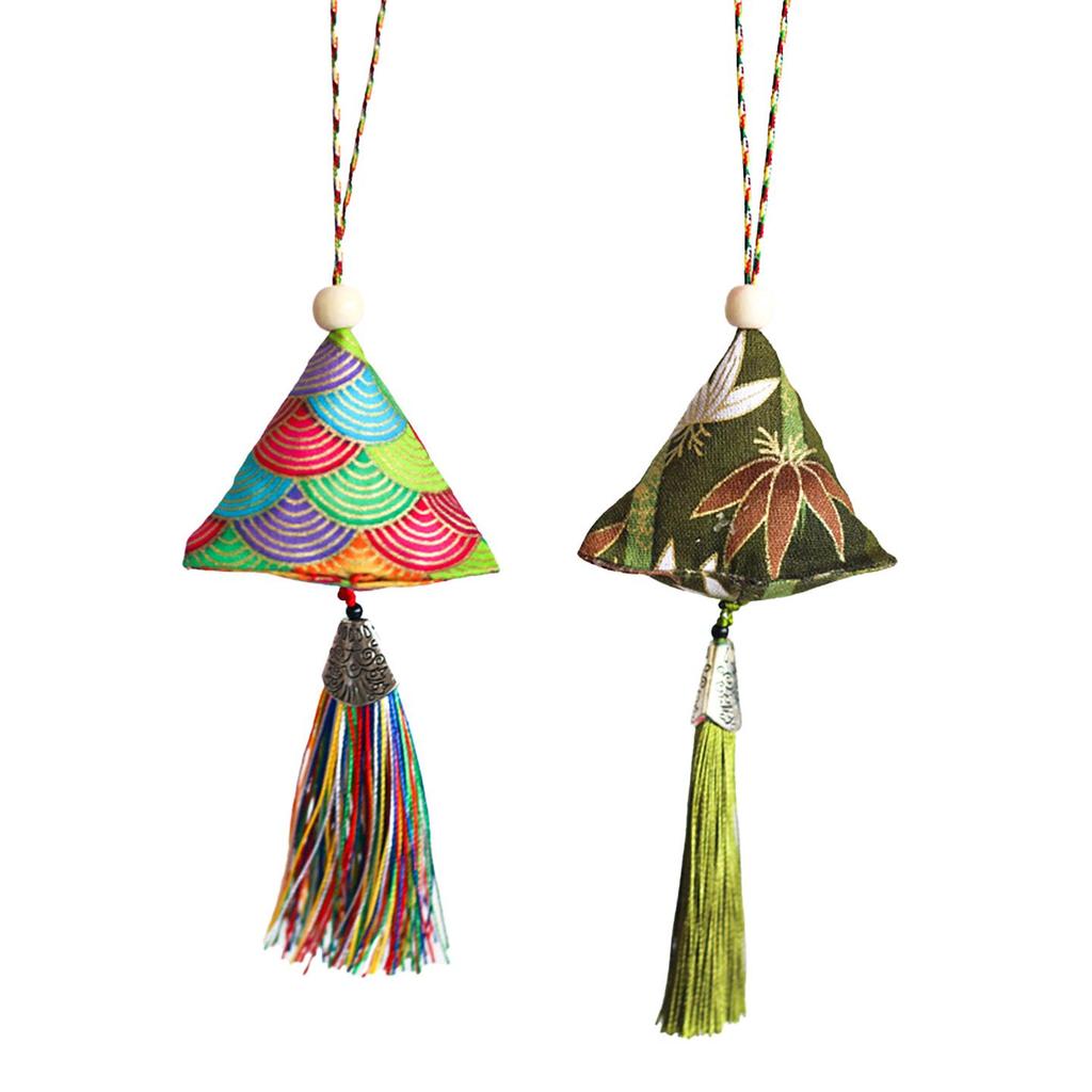 Dragon Boat Festival Mugwort Leaf Tassel Pendant: Floral Art Car Hanging Ornament