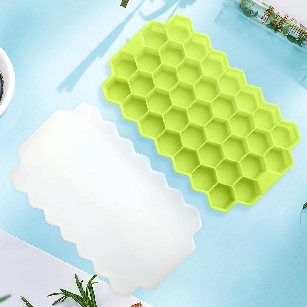 Лоток для кубиков льда, силиконовая форма, 37 сеток, форма в виде сот, машина для приготовления кубиков льда, не содержащая BPA, с крышками, форма для мороженого «сделай сам», форма для мороженого