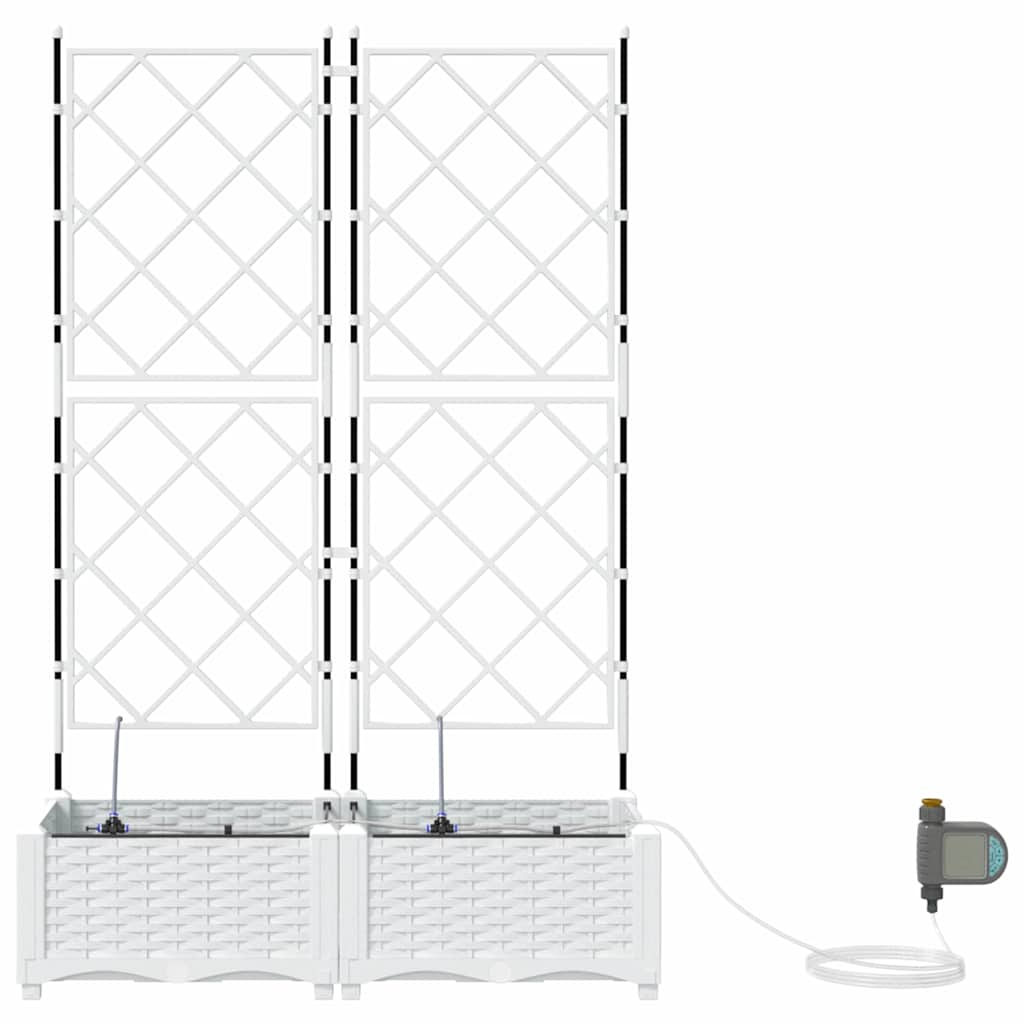 Garden Planter 2 pcs White 80 x 40 x 126 cm Plastic