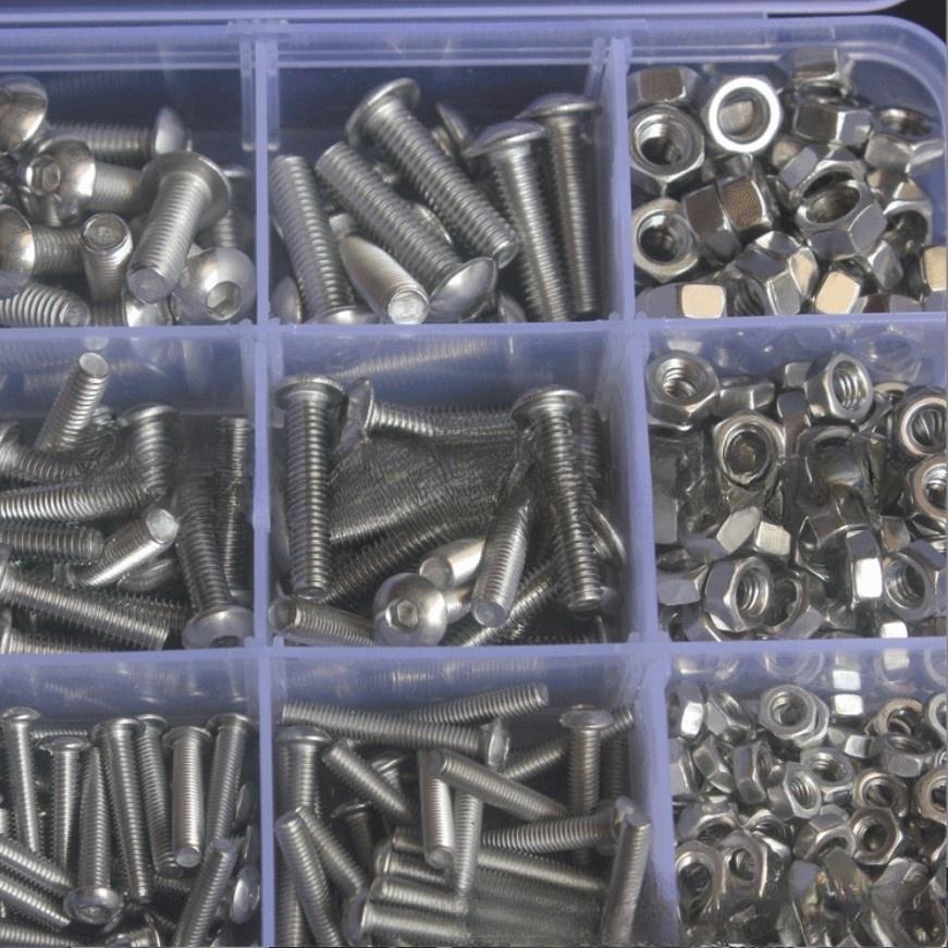 M3 M4 M5 Набор винтов с шестигранной головкой из нержавеющей стали, метрические болты и гайки