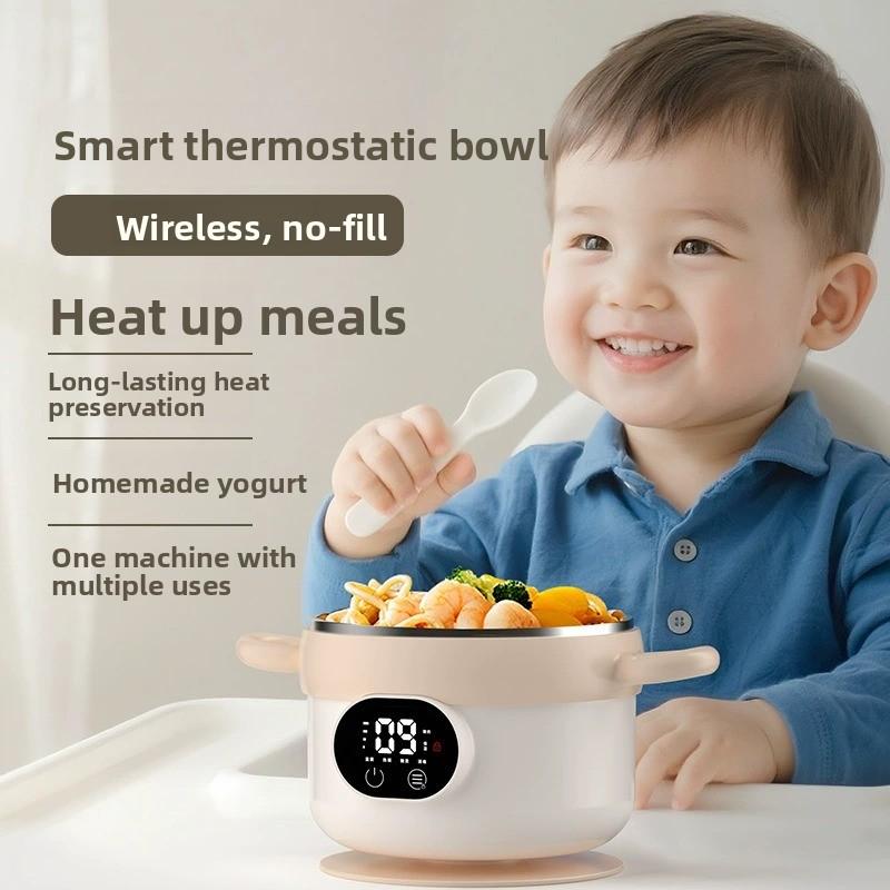 Tazón de alimentación inteligente para bebés, calentador de alimentos portátil, carga USB, sin agua