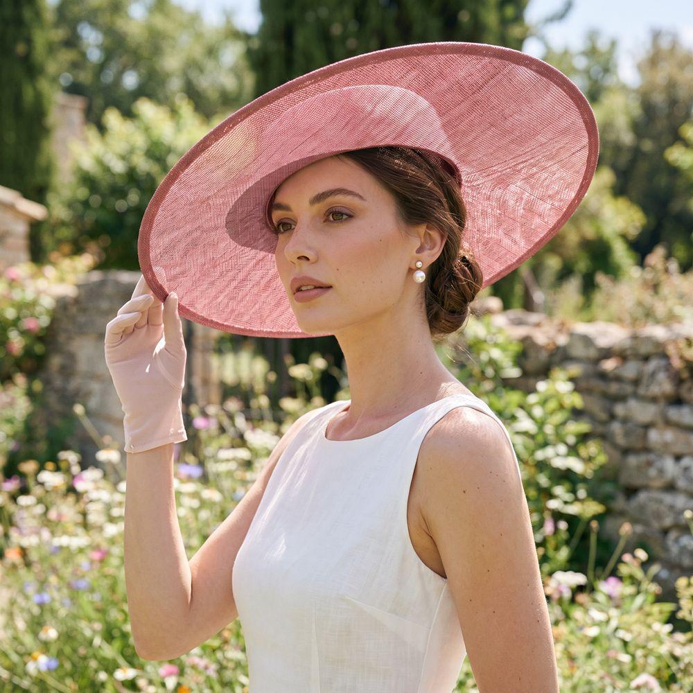 Solid Color Fascinator Base Wide Brim Derby Hat Fashion Mesh Hat Girl