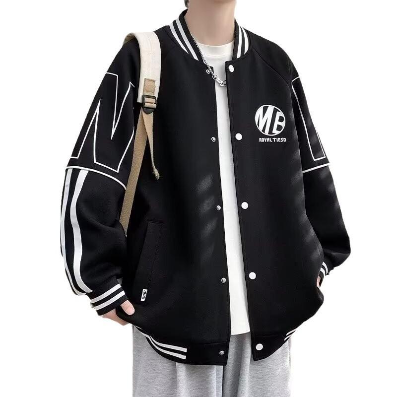Oversized Mens Hoodie Jacket Streetwear Baseball Style Loose Fit Winter Sweatshirt Plus Size