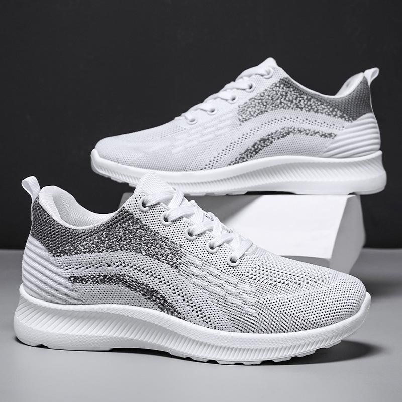 Shoes Men's 2025 Spring New Casual Men's Shoes Flying Woven Breathable Single Shoes Korean Version Lace-up Sports Shoes Manufacturer