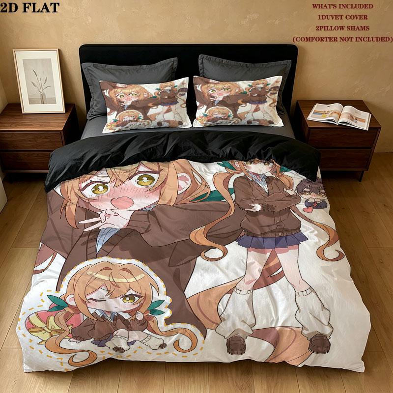 The Girlfriends Really Love Pattern Bedding Quilt Set Quilt Cover Pillowcase Home Birthday Gift(1 * duvet cover + 2 * pillowcase, without core)