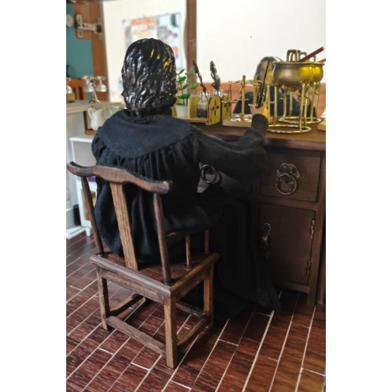 Mini Chair Stove Chinese Style Wooden Table Model Scene Decoration Ornament Taishi Chair for 1/12 1/8 Scale BJD Action Figures