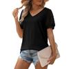 Женские повседневные свободные рубашки с v-образным вырезом и короткими рукавами, топы с пышными рукавами, футболки