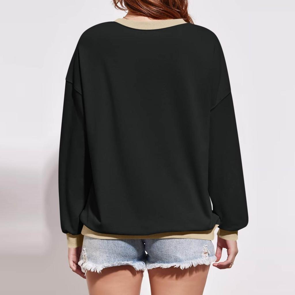 Женская толстовка, повседневный свободный пуловер с длинным рукавом и круглым вырезом, туника, топ