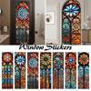 European Style Colorful Church Stained Glass Film Vintage Glass Sticker Home Bathroom Door Decor Privacy Window Films