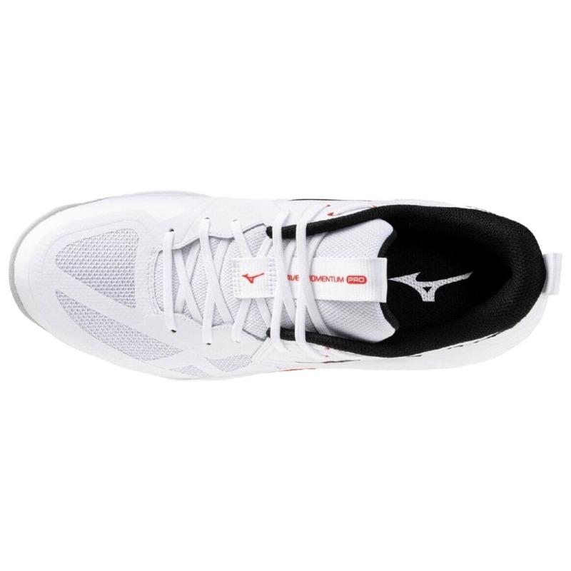 Mizuno WAVE MOMENTUM PRO unisex supportive versatile volleyball shoes white black red V1GA254059