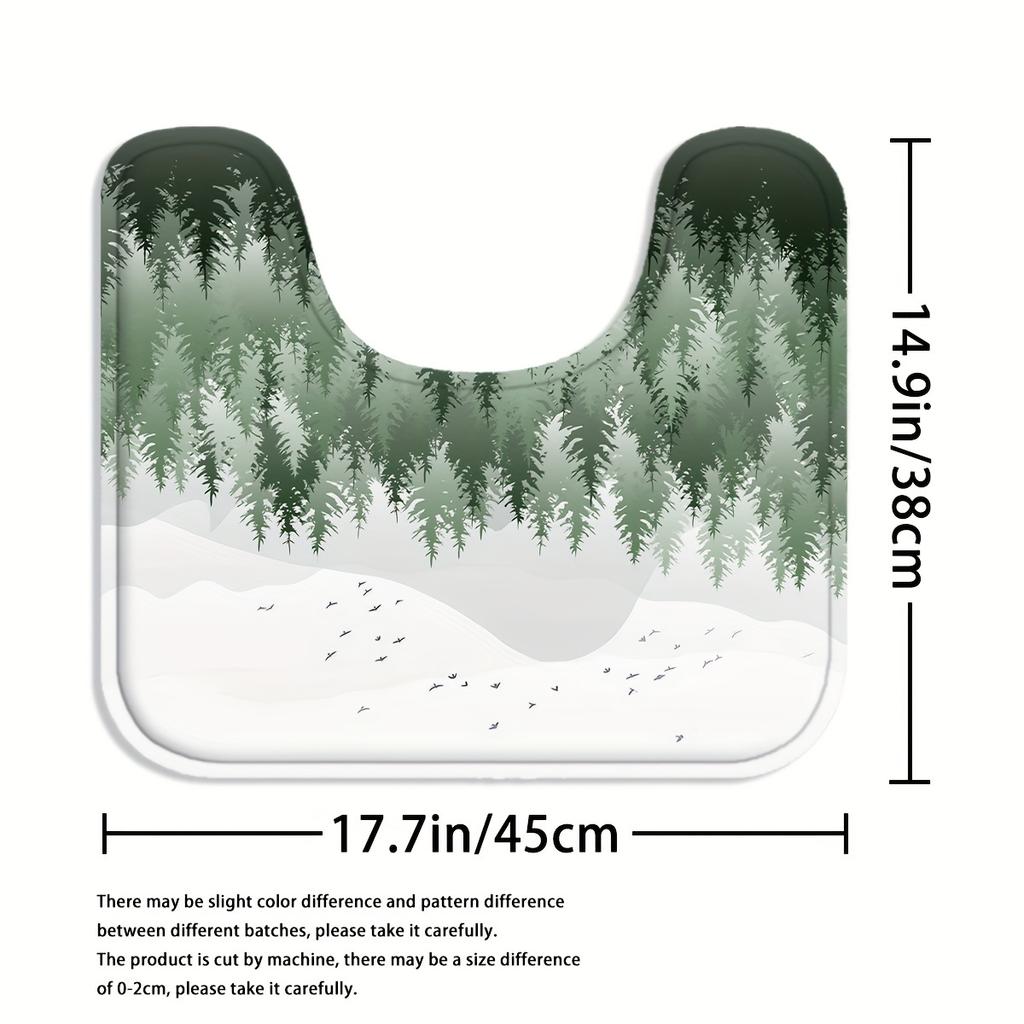 4 шт., наборы занавесок для душа с лесами и горами для ванной комнаты, нескользящие коврики для ванной комнаты, крышка для унитаза, коврик для ванной