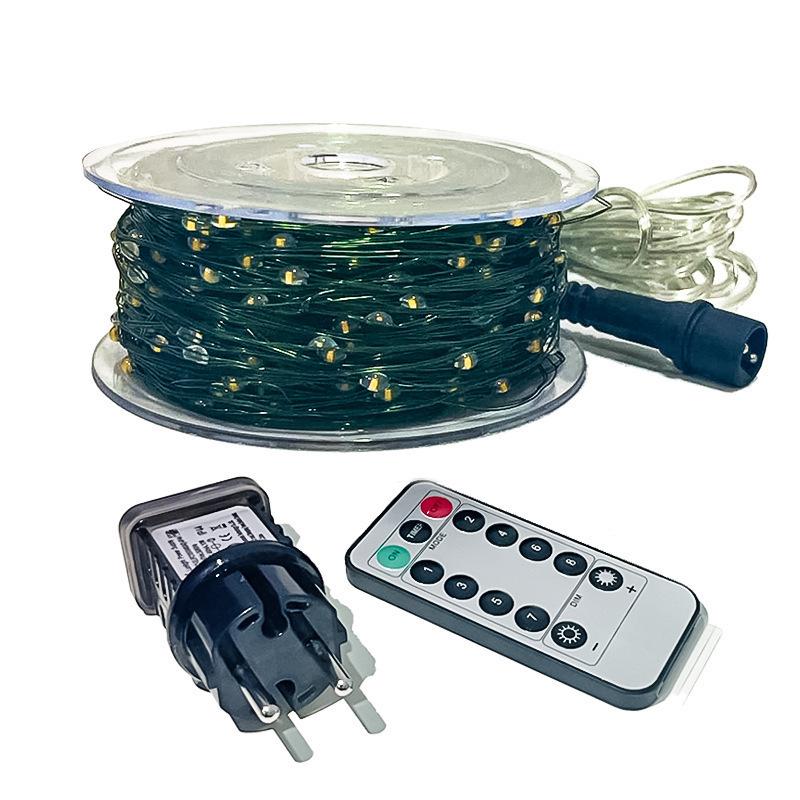 Гирлянда «Звездное небо» с рождественской елкой и темно-зелеными медными огнями