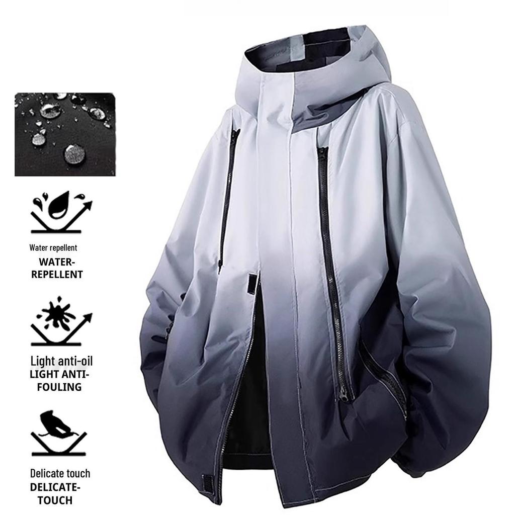 Unisex Gradient Windproof Hooded Jacket: Spring/Autumn Outdoor Casual & Water-Repellent Mountaineering Coat